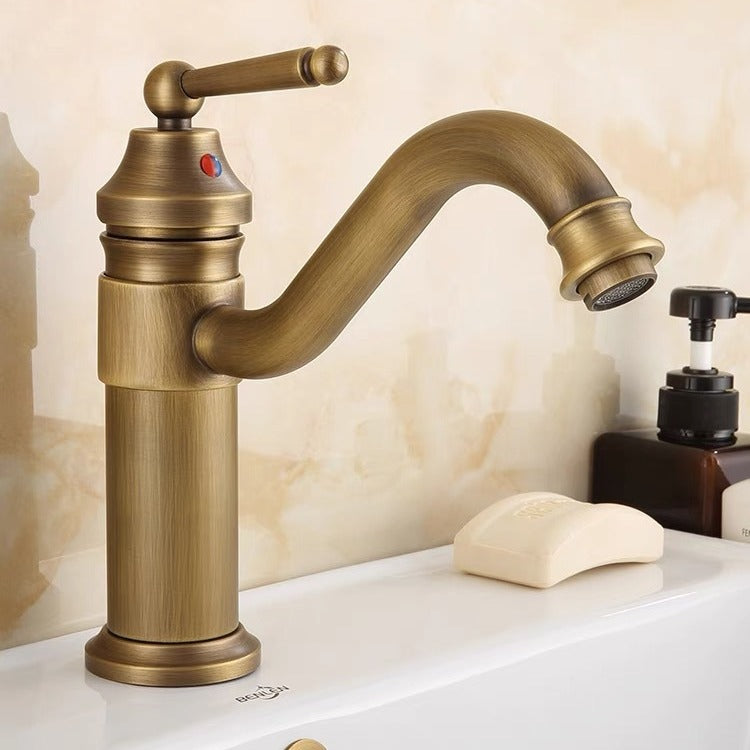 European Antique Copper Basin Mixing Faucet