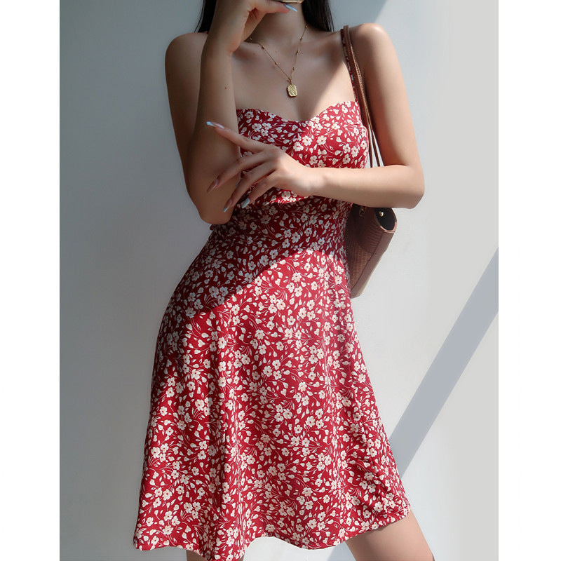 Floral V-Neck Sling Dress