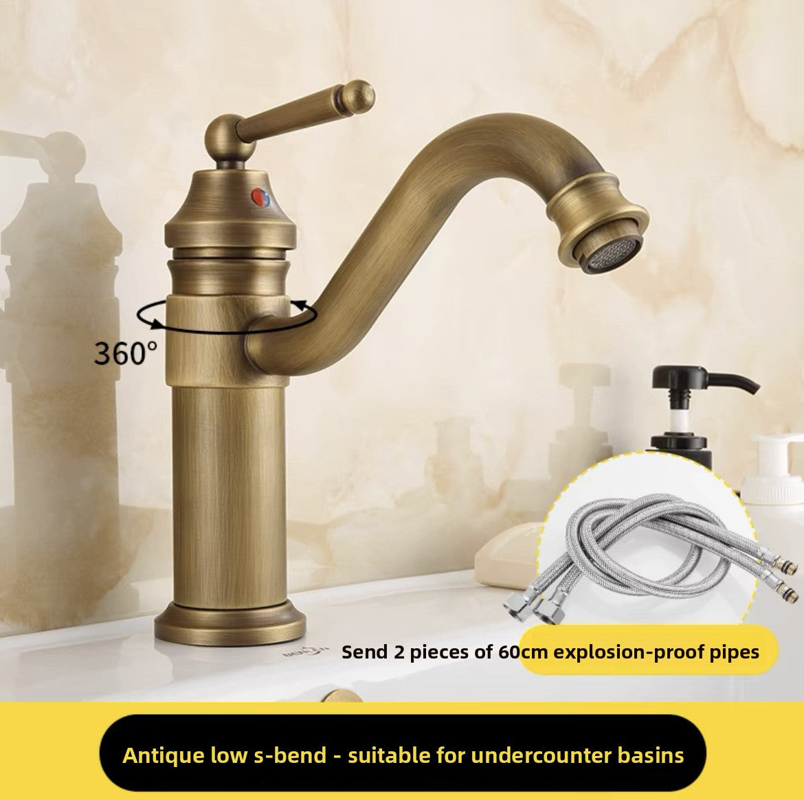 European Antique Copper Basin Mixing Faucet