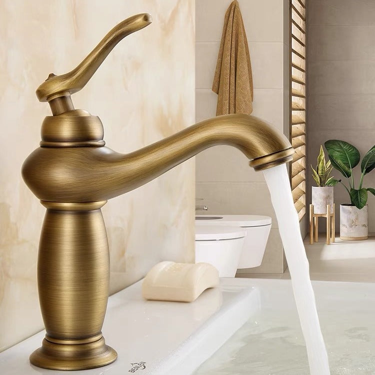 European Antique Copper Basin Mixing Faucet