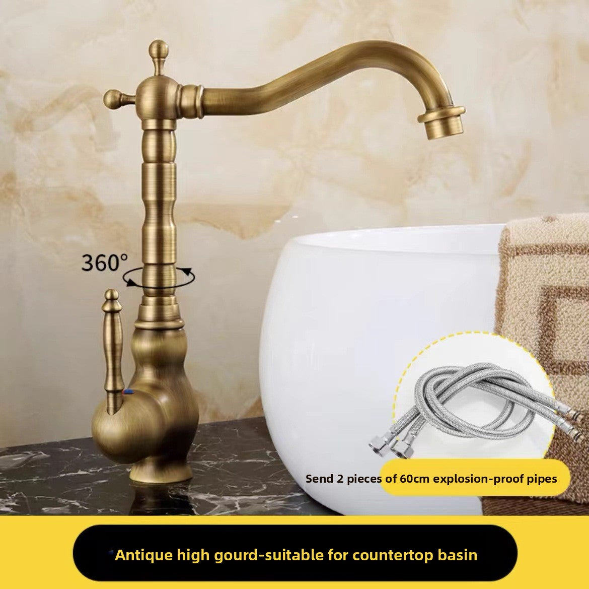 European Antique Copper Basin Mixing Faucet