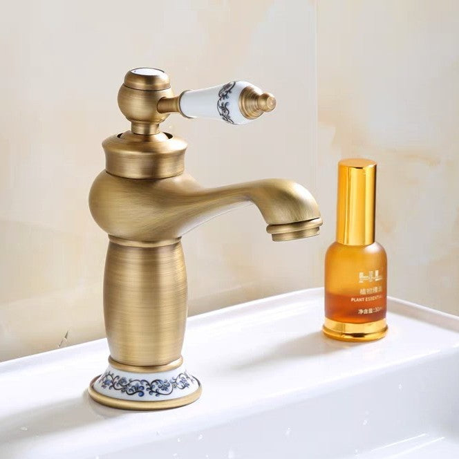 European Antique Copper Basin Mixing Faucet