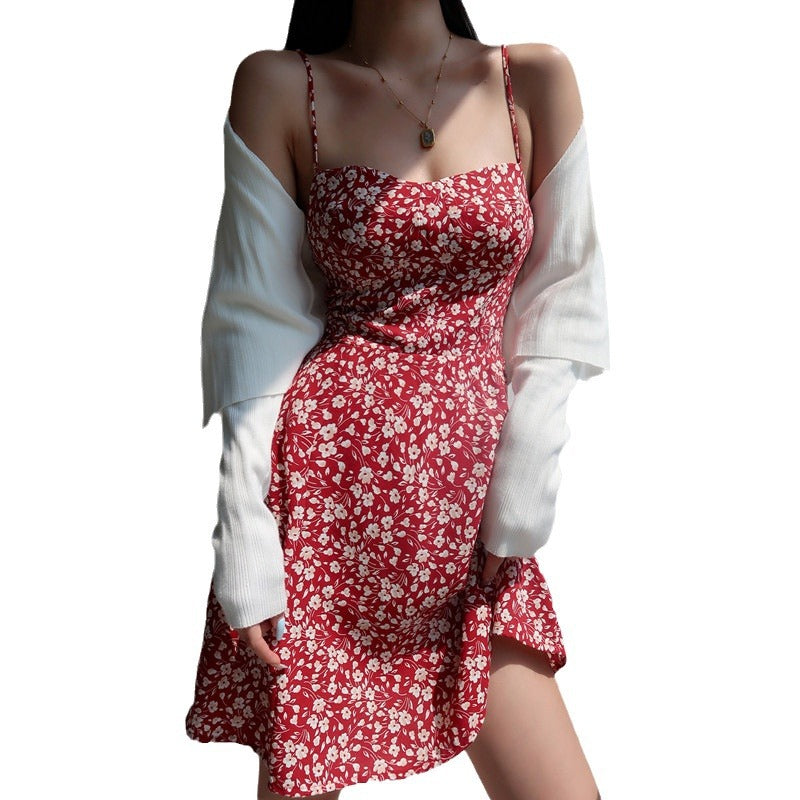 Floral V-Neck Sling Dress