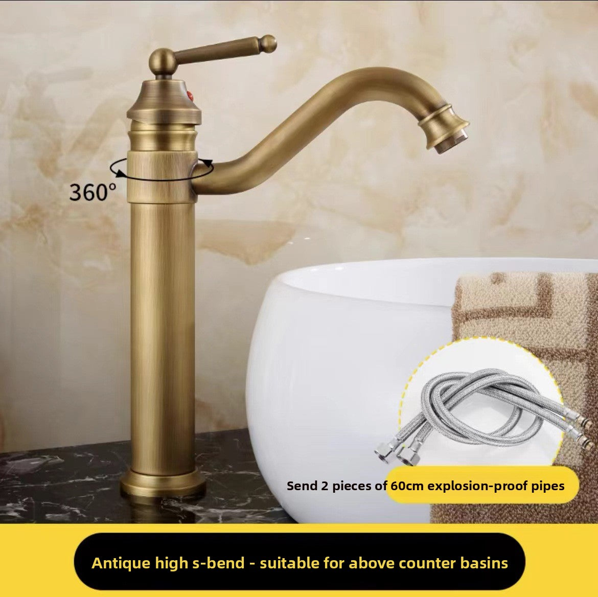 European Antique Copper Basin Mixing Faucet