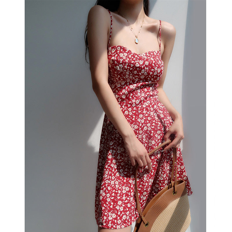 Floral V-Neck Sling Dress